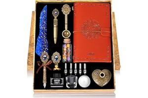 MPRINCE Feather Calligraphy Pen Set - Quill Pen and Ink Set - Christmas Gifts - Blue