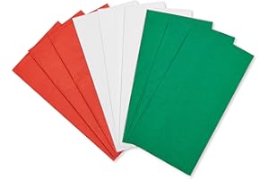 American Greetings 125 feuilles de papier de soie en vrac pour Noël, anniversaires, vacances et toutes les occasions (rouge, vert, blanc) - 50,8 x 50,8 cm