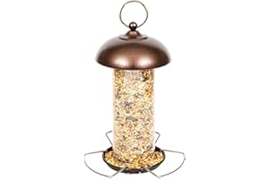 iBorn Metal Bird Feeders For Small Birds, Mix Seed Feeder Feeder Hanging for Attracting More Birds，Copper 1 Pack