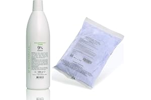 BF Beauty Farm e.K. Wasserstoffperoxid Cream Oxydant 1000ml + 500g Blondierpulver BLAU Staubfrei PROFESSIONAL ANTI-YELLOW MOLECULES (Wasserstoffperoxid Cream Oxydant 9% 1000ml + 500g)