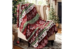 PHF Kuscheldecke Flauschig Fleecedecke 130x150cm - Oeko-Tex Weich Warm Wohndecke, Decke Blanket für Couch Sofa Bett, Tagesdecken & Kuscheldecken, Sofa überwurfdecke, Retro Weihnachten