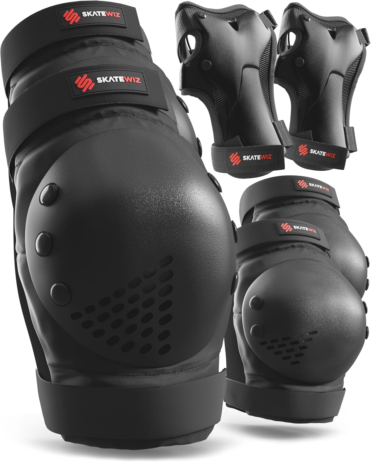 SKATEWIZ Protecciones Patines Niña y Niño - Protecciones Patines Adulto - Protectores en Línea, Skate, Scooter - Rodilleras y Coderas - SMASH