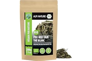 Alpi Nature Thé Blanc Pai Mu Tan BIO 200g, Feuilles de The Blanc Pai Mu Tan, Naturellement Caféiné