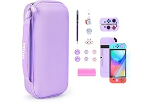 IA innoAura Étui pour Switch, Switch Sac Accessoires Bundle avec Transport Sacoche Switch Violet, Housse Switch, Protection D'écran de Switch, Support de Switch, Case de Jeu de Switch (Violette)