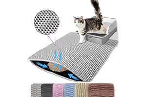 Petinstinct Katzenklo Matte, 75x55cm Großer Doppelschichtiger Katzenklo Unterleger, wasserdichte Langlebige Entwurf Bienenwabe Katzenstreu Matte, Katzentoilette Vorleger, XL, Grau