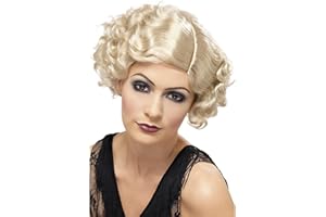 SMIFFY'S Smiffys Peluca de chica coqueta de los años 20, rubia, corta y ondulada Halloween