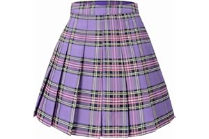 HOEREV Donne Ragazze Svasato Casual Mini Scuola Tennis Skater Casual Gonna Danza con Due Tasche Laterali e Pantaloncini Interni