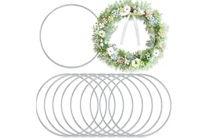 ROLLWAY 10 anillos de metal de 20 cm para manualidades, atrapasueños, manualidades, decoración para colgar, anillos de alambre para manualidades, anillos de macramé, marco pequeño para manualidades, aro