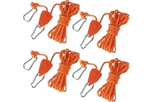 ACOMTUO 4 Pezzi Corda Cricchetto con Gancio 4m Cricchetto di Cordi Regolabili Cordo in Nylon 4mm Tiranti per Vela Ombreggiante Corda Riflettente per Tenda da Campeggio (Arancione)