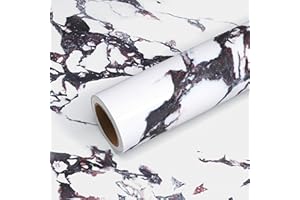 VEELIKE Calacatta tapeta marmurowa z motywem altówki, biały, fioletowy, marmur, papier kontaktowy, samoprzylepna osłona blatu kuchennego, marmurowa, winylowa, do szafek kuchennych, samoprzylepny tył,