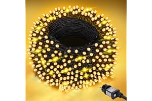 ‎INTERGO LED Lichterkette Außen, 20 m 200 LED Weihnachtsbaum Lichterkette, 8 Modi LED Lichterkette Innen mit Timing- und Speicherfunktion Für Weihnachten, Party, Hochzeit, Garten, Balkon Deko (Warmweiß)