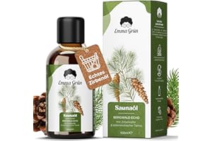 ‎EMMA GRÜN Emma Grün® Saunaaufguss Zirbe 100ml [MIT ZIRBENÖL] - Waldig-Frisches Sauna Aufgussmittel - Saunaöl mit Ätherische Öle Naturrein - Saunaduft Aufguss Zirbe & Tanne - Latschenkiefer Sauna Zubehör