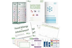 COOKGUARD Safer Food Better Business 2025 For Caterers - Including SC2 Fridge Temperature Records, Allergen Sign, Allergen and Food Labels, Kitchen Safety Signs - Easy To Use Inspector Friendly
