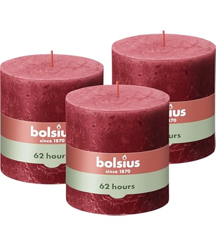 Kugelkerzen 4er Set 9cm - Rustikale Paraffin Kerzen Rot