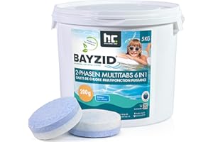Höfer Chemie BAYZID® Galets de Chlore 5 kg (200g) pour Piscine à Dissolution Lente - Chlore Multifonction 6 en 1 pour Une Désinfection Régulière et Efficace