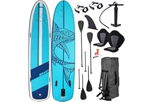 ‎BRAST BRAST SUP Board Family | Aufblasbares Stand up Paddle Set XXL | 370x87x15cm bis 210kg | 7 Designs | inkl. Zubehör 2X Kajak-Sitz 2X Fußschlaufe 2X Paddel Pumpe Rucksack