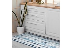 CREARREDA Tappeto cucina 120x50cm Blue Tropical vinile antiscivolo e lavabile Passatoia cucina in vinile, lavabile 100% made in Italy