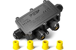PEBA® Scatola di Giunzione Impermeabile IP68,Scatole di derivazione impermeabili,Scatole derivazione esterne - Scatola di connessione elettrica a 4 vie per cavi da Ø4-12mm,Connettori cavi impermeabili