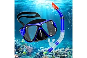 4-PEJIIJAR Gafas Buceo Adulto, 180° Panorámica HD Vista Gafas Snorkel, Gafas y Tubo Snorkel Dry Antivaho, Mascara Snorkel Cristal Templado Anti-Fugas, Profesional Mascara Buceo para Hombres Mujeres