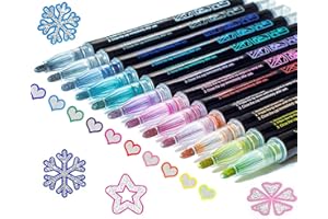 KOUSICOO Adventskalender 2025 Mädchen, Glitzerstifte Magische Stifte 12 Metallic Outline Marker Zauberstifte Bastel, Kinder Geschenke Nikolaus Teenager Geschenke für Mädchen 4 5 6 7 8 9 10 11 12 Jahre