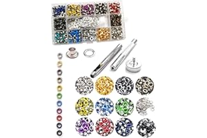 PABBYEEY 700 Stück Ösen Set 12 Farben,5mm metallösen mit Installation Werkzeuge,Ösen Werkzeug Kit,Kupfer Planenösen, Metallösen Eyelets Ringösen Set für Schuhe Ledertaschen Kleidung DIY Handwerk