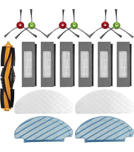 Set Ricambi Ecovacs Deebot Ozmo 920/950 – 5 Panni Mocio, 6 Spazzole Laterali, 1 Spazzola Rullo, 3 Filtri Hepa, 3 Spugne - 3