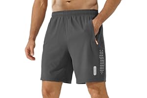 cioiniei Mens Gym Running Quick Dry Breathable Outdoor Sports Shorts Athletic Hiking Mesh Basketball Shorts with Zipper Pockets for Mens