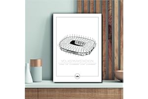 SVERIGEMOTIV.SE Sverigemotiv Fußballstadion Wandkunstdruck – Bundesliga Fußballmannschaften Eintracht Frankfurt (Hamburger SV - Volksparksstadion, A4) – Fußball geschenke jungen für Fussball-Enthusiasten