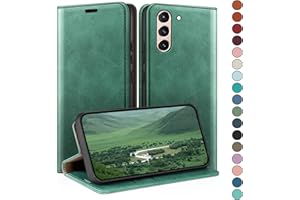 HUOUH Funda para Samsung Galaxy S21 Estuche de Billetera con Cuero de PU con Bloqueo RFID,Titular de Tarjeta de crédito,Cubierta a Prueba de Golpes teléfonos Fundas para Samsung S21 Verde Claro