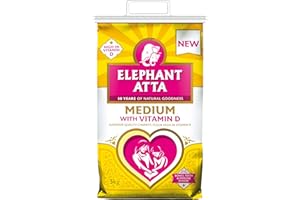 Elephant Atta Medium Atta Flour with Vitamin D | Atta | Vitamin D | Chapatti Flour | Forfeited Flour | Health Flour | Vit D | Naan Flour | Roti Flour | Plain Flour | (5kg)