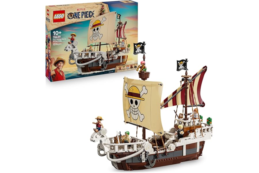 LEGO ONE PIECE La Nave Pirata Going Merry - Modello di Barca Giocattolo da Esposizione con 5 Minifigure tra cui Luffy, Zoro e Nami - Regalo per Bambini, Bambine e Fan degli Anime da 10 Anni - 75639