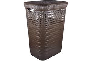 DEA HOME Z439M035 Cesta Portabiancheria Rattan, 60 L, 42x33x58, Marrone