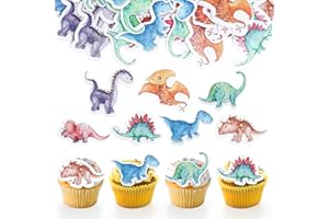 GoldRock 50 Stk Essbare Tortendeko Dinosaurier Geburtstag Deko, Dino Tortendeko Essbar,Dino Kuchen Deko Kindergeburtstag,Dino Kuchendeko Geburtstag Muffin Dekoration,Esspapier Tortendekos Dinosaurier