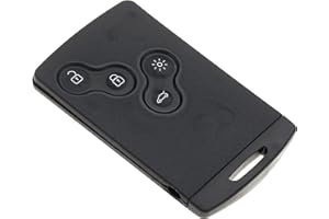 Jongo® Carte Clé Compatible avec Renault Clio 4, Megane 3, Laguna 3, Scenic, Captur, Koleos - Étui Coque Smartcard Boitier 4 Boutons Main Libre Télécommande Plip + Lame
