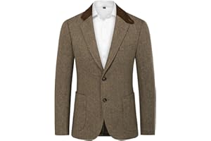PaulJones Vestes de Costume Homme Veste Légère à Coupe Droite Rétro pour Mariage Soirée 2 Boutons Silm Fit