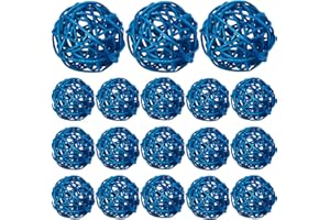 Qingbei Rina 18pcs Wicker Rattan Balls,Christmas Decorative Balls,Vase Bowl Fillers for DIY Craft,Table Centrepiece Christmas Tree Wedding Party Ornaments(Turquoise)