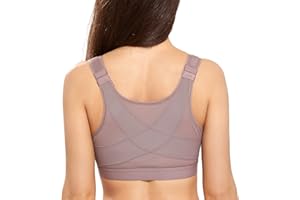 DELIMIRA Damski biustonosz korekcyjny postawy, bez fiszbinów, z zapięciem z przodu, podparcie pleców, biustonosz, duże rozmiary