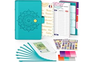 Classeur Budget Francais A6 Enveloppe Budget Planner Francais, Carnet Budget avec Pochette Budget Enveloppe, Organisateur Planificateur Agenda Budget, Carnet Economie Argent, De Aocii (bleu)