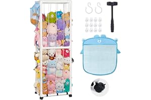Wuciray Stofftier Aufbewahrung Kuscheltier Aufbewahrung mit 360°Rollen Plüschtier Aufbewahrungs Stofftiere aus PVC Extra große Vertikale Platz Sparen für Organizer kinderzimmer Regal für plüschtiere