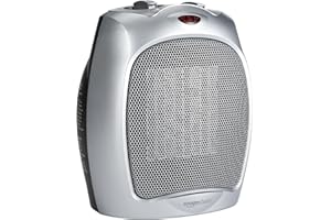 ‎AMAZON BASICS Amazon Basics – ceramiczny grzejnik stojący, 1500 W, z regulowanym termostatem, srebrny.