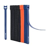 Cable Matters Type Reusable Cable Ties, Pack of 100, 20 cm, Black, Blue | Reusable Cable Ties Wire &amp; Hook &amp; Loop Cable Ties w