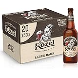 Kozel Birra Lager Dark, Cassa Birra con 20 Birre in Bottiglia da 50 cl, 10 L, Gusto Morbido e Rinfrescante, Gradazione Alcoli