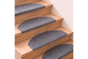 15 stycken stegmattor, halvcirkelformade, självhäftande, halkfria, 60 × 24 | Halvrund matta trappmattor med självhäftande baksida, halkfri yta och ljudisolering