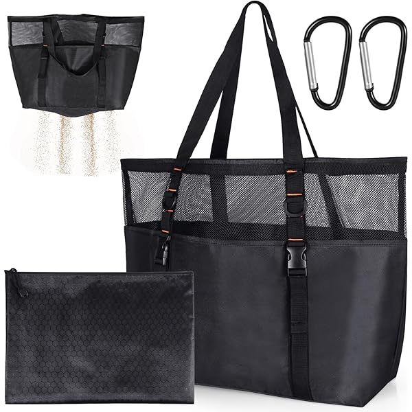 Stalf Strandnettas, groot, mesh strandtas, dames nettas, schoudertas, badtas, opvouwbare