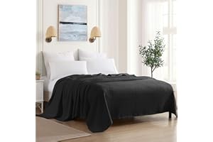 Sweet Home Collection 100% delikatny bawełniany koc luksusowy splot stylowy design miękki i wygodny całoroczna ciepła, pełna/królowa, czarny