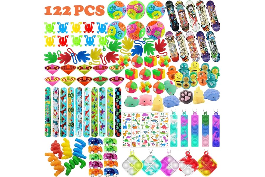 SXFENG 122Pcs Party Bag Fillers Unisex Party Favours for Kids Assortment Toys for Boys Girls Classroom Prizes Rewards Goodie Loot Bag Fillers Birthday Party Gift Bags (122pcs Mixed)