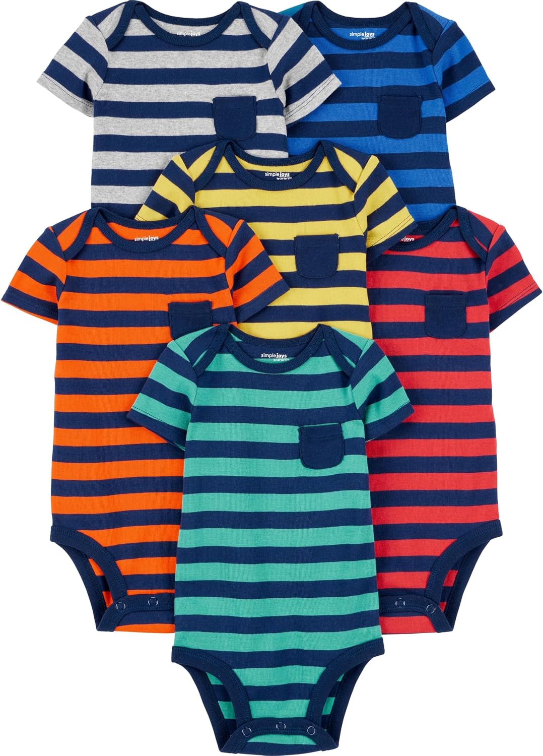 Simple Joys by Carter's Baby Boys Short Sleeve Bodysuit Bodysuit (Pack of 6)