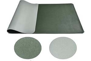 MODAZON Office Desk Mat Desk Pad, Waterproof Desk Protector Mat, Dual-Sided Multifunctional Large Leather Desk Cover for Mouse, Keyboard and Writing(90 * 43cm, Green-Silver)