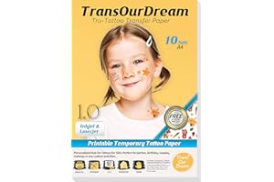 TransOurDream Tru- Transparent Tattoo Paper Clear 10 Sets A4 Printable Temporary Customized Tattoos for Inkjet & Laserjet Printers for Candles(TOD-08-10)