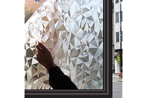 Zindoo Pellicola Vetri Finestra 3D Ultra-Sottile Anti-UV Protezione Non Adesiva Vetro Decorazione Pellicola Privacy per Ufficio o Casa 59.5x300cm